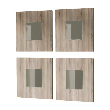 Set de 4 espejos de pared en madera clara