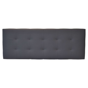 Cabecero tapizado gris oscuro con acolchado en panel y botones vista frontal