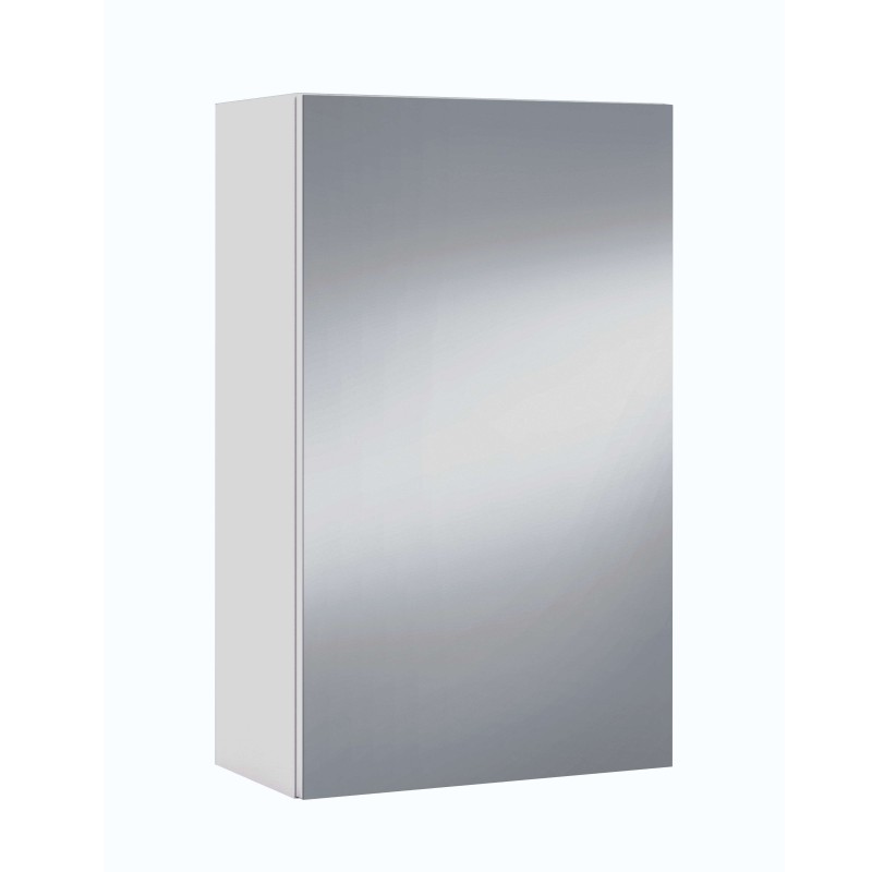 Armario de pared con puerta espejo y lateral blanco acabado gris