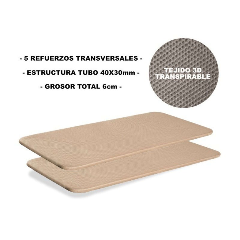 Base para sofá o colchón color beige con tejido 3D transpirable y estructura de tubo reforzada