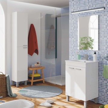 Mueble de baño pack blanco brillo con columna