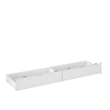 Cajón bajo blanco con dos divisiones y guías metálicas de extracción suave vista frontal