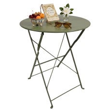 Mesa Exterior Plegable Greensboro Redonda Color Verde Oliva 60x72 cm