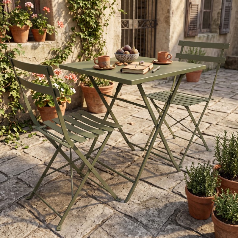 Pack Jardín Greensboro Mesa Cuadrada Y 2 Sillas Verde_5