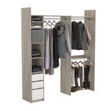 Vestidor Swing 3 Cajones Roble y Blanco Doble 200x218 cm