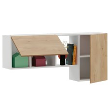 Módulo Aereo Salón Comedor Nilo en L Roble Gold y Blanco 60x130x32 cm