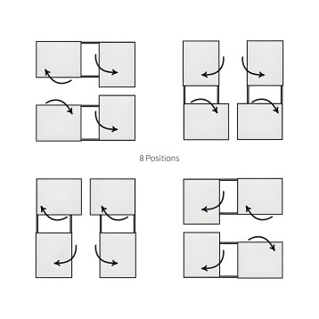 Mueble modular suspendido con 8 posiciones de configuración