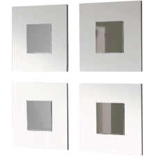 Set de 4 Espejos de Pared Lupe Estilo Moderno Color Blanco 45x45x2 cm