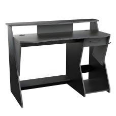 Mesa gamer Skin gris y negro soporte cascos 124 cm