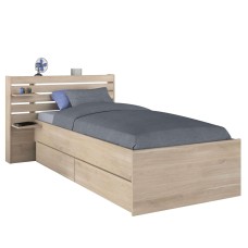 Cama Juvenil Eik con Cabecero y Cajones en Roble Japonés 90x190-200 cm