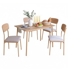 Conjunto Mesa y 4 Sillas Vex Estilo Industrial Color Roble Claro y Champagne