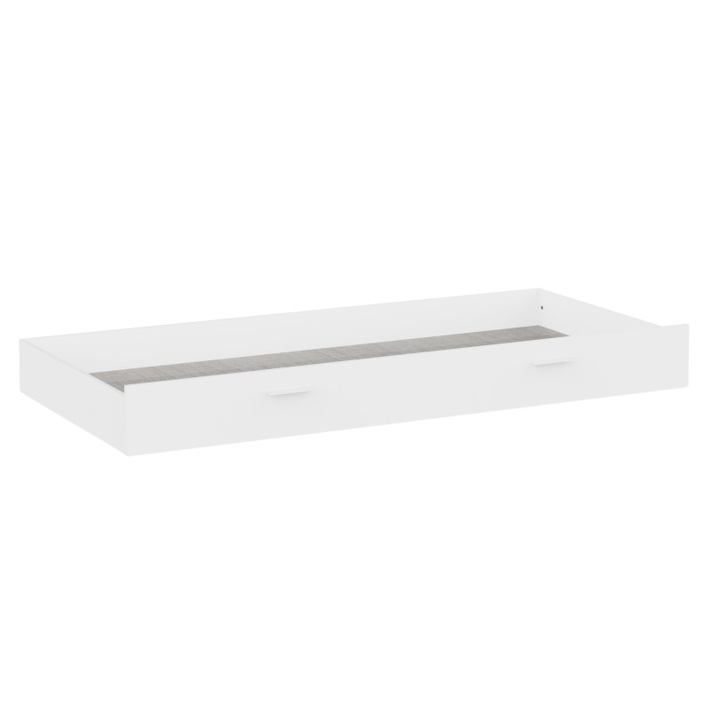 Cama nido blanca con cajones y somier gris vista lateral