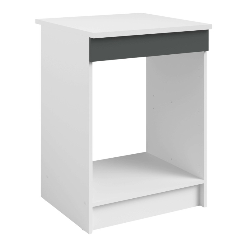 Mueble de cocina con cajón gris oscuro y estante inferior abierto