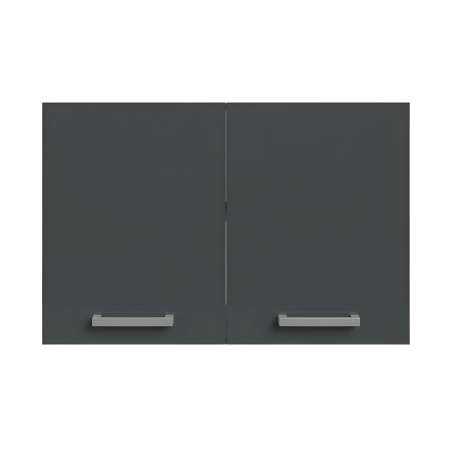 Mueble aéreo con dos puertas abatibles gris oscuro y tiradores plateados