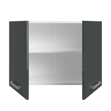 Mueble colgante gris oscuro y estantes internos blancos vista frontal