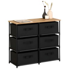 Cajonera de Armario Mueble Auxiliar 6 Cajones Roda Roble Cambrian y Negro 76x68x30 cm