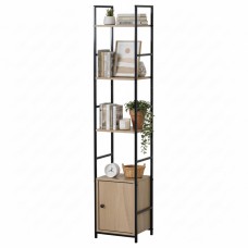 Estantería Librería 4 Estantes 1 Cajón Rubi Roble Cambrian y Negro 29x144x24 cm