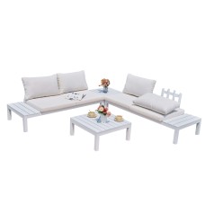 Conjunto 2 sofás y 2 mesas de centro Exterior Jardín Alcocebre Color Blanco
