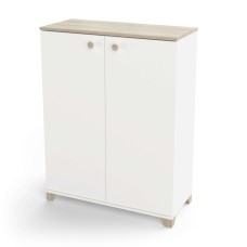 Armario Auxiliar Pequeño Izzy Color Blanco Mate y Roble kronberg 104x35x80 cm