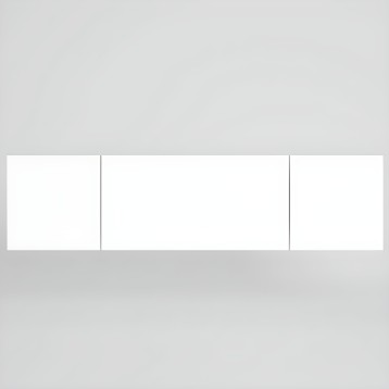 Aparador blanco modular de tres cuerpos con divisiones verticales y acabado minimalista