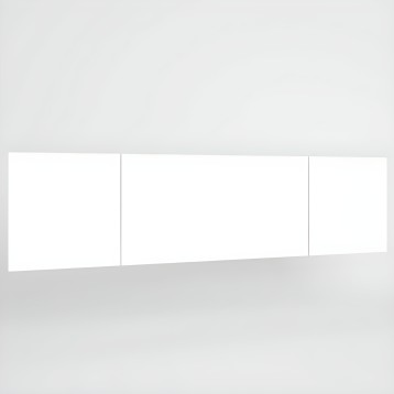 Sofá modular blanco de tres cuerpos con respaldo alto y asiento profundo en tonos neutros