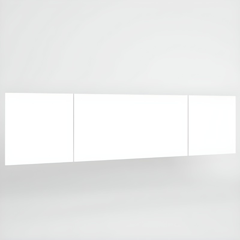Sofá modular blanco de tres cuerpos con respaldo alto y asiento profundo en tonos neutros