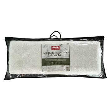 Almohada viscoelástica de bambú con funda transpirable y doble cara en embalaje negro