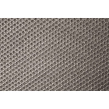Detalle de tapizado en tela gris con textura de punto y relieve tridimensional