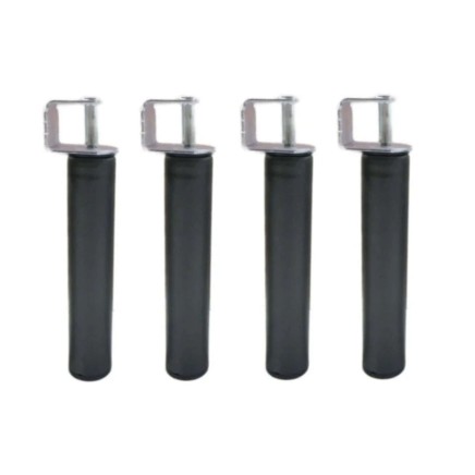 Juego de 4 patas cilíndricas negras con herraje metálico gris para muebles