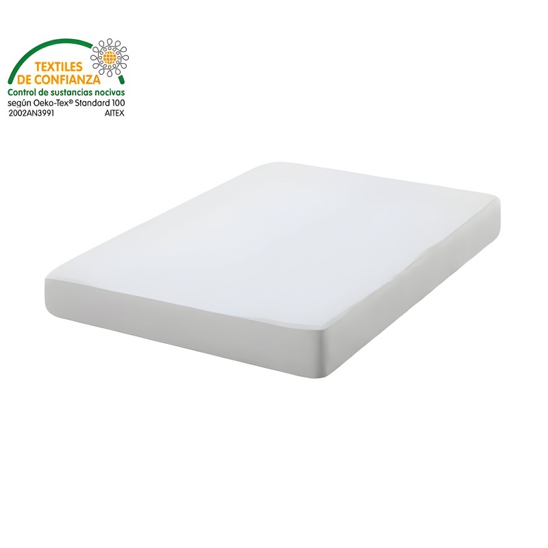 Colchón blanco con funda de algodón orgánico certificado y bordes redondeados vista frontal