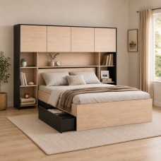 Dormitorio Matrimonio Estilo Industrial Celest Roble Brooklyn y Negro Stipple