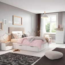 Dormitorio Matrimonio Estilo Nórdico Completo Blanco y Sahara 150 cm (CAMA OPCIONAL)