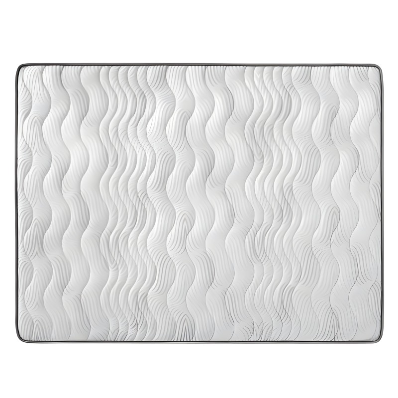 Colchón con superficie acolchada de ondas blancas y borde gris oscuro vista frontal