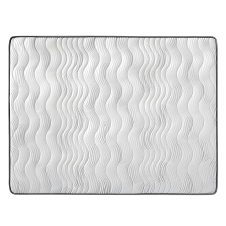Colchón con superficie acolchada de ondas blancas y borde gris oscuro vista frontal