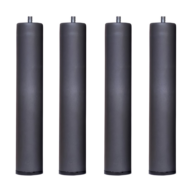 Juego de cuatro patas cilíndricas grises oscuro con tornillo de fijación superior para muebles