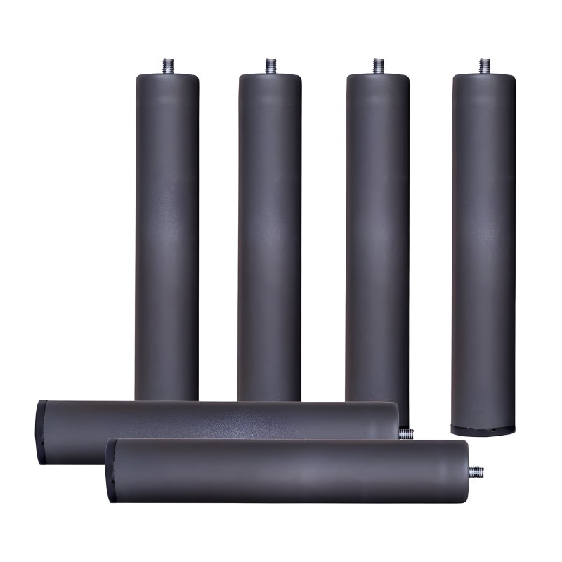 Set de 6 patas cilíndricas gris oscuro con rosca metálica para muebles