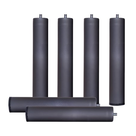 Set de 6 patas cilíndricas gris oscuro con rosca metálica para muebles