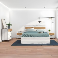 Pack de Muebles de Dormitorio en Blanco Albo y Roble Rayado