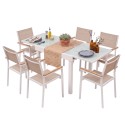 Pack Mesa Extensible con 6 Sillas Exterior Jardín Color Blanco y Beige