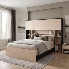 Dormitorio Matrimonio Estilo Industrial Celest Roble Brooklyn y Negro Stipple