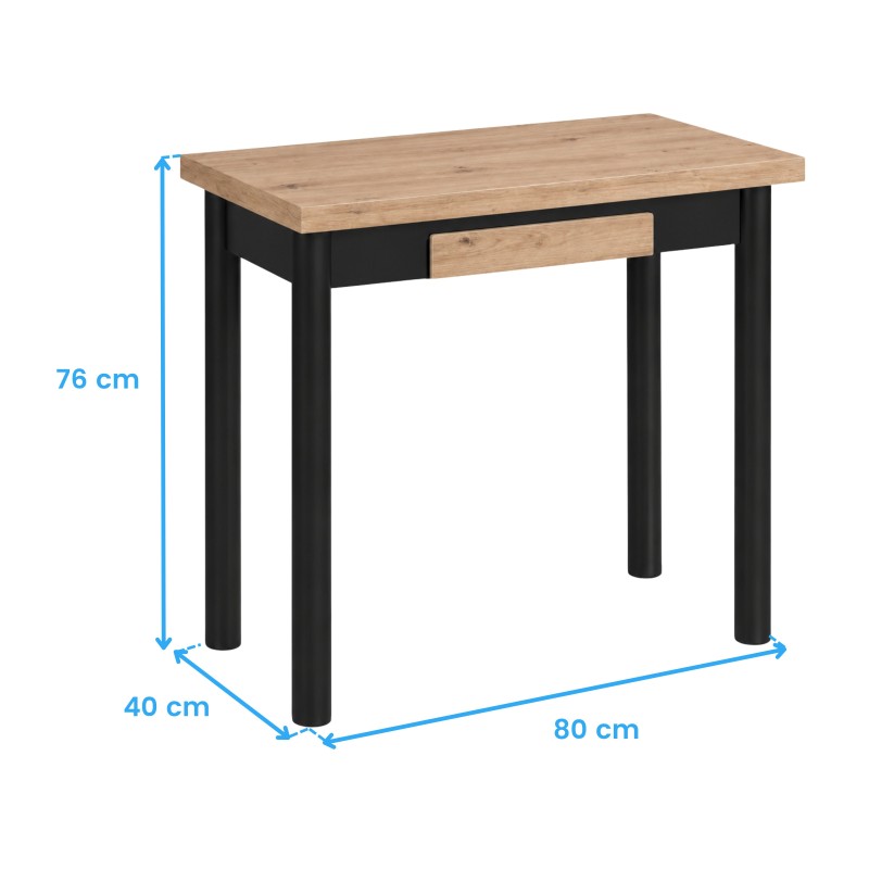 mesa cocina kitchi roble y negro cotas