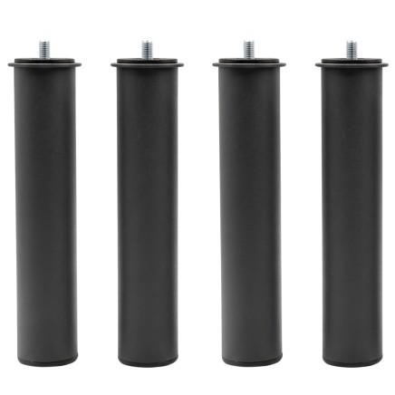 Juego de cuatro patas cilíndricas gris oscuro con tornillo de rosca para muebles