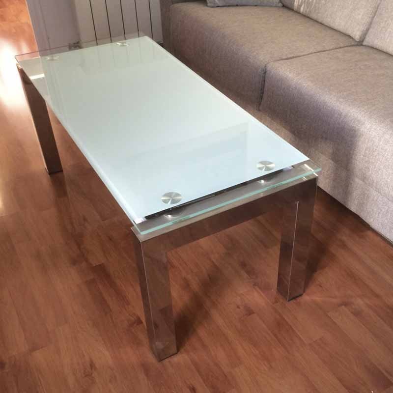 Mesa de comedor elevable Blanco Cristal 112x50x44/57