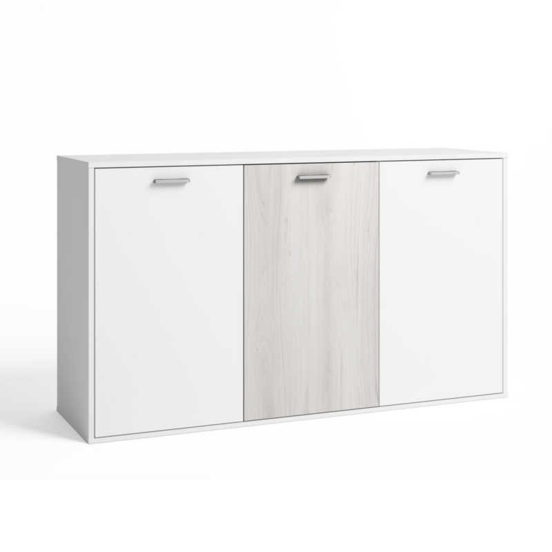 Aparador o mueble auxiliar Visby 3 puertas en color blanco y shamal 80x140 cm Aparador o mueble auxiliar Visby 3 puertas en color blanco y shamal 80x140 cm