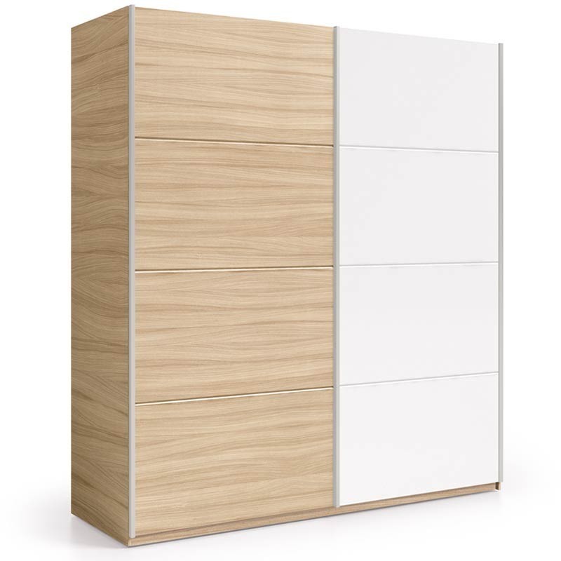 Armario 2 puertas correderas color nature y blanco 180x63x200 cm Armario 2 puertas correderas color nature y blanco 180x63x200 cm
