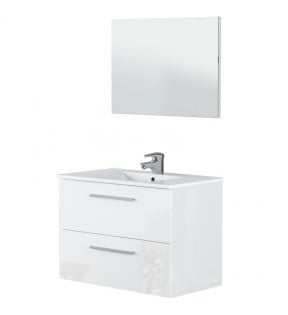 Mueble baño Aruba 2 cajones con espejo blanco 57x80x45 (LAVAMANOS OPCIONAL)