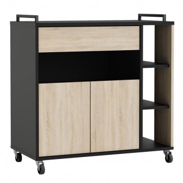 Mueble auxiliar Microondas roble negro 80x76,5