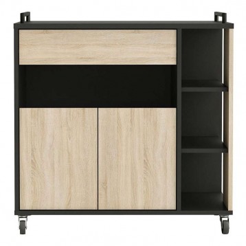 Mueble auxiliar Microondas roble negro 80x76,5