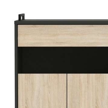 Mueble auxiliar Microondas roble negro 80x76,5