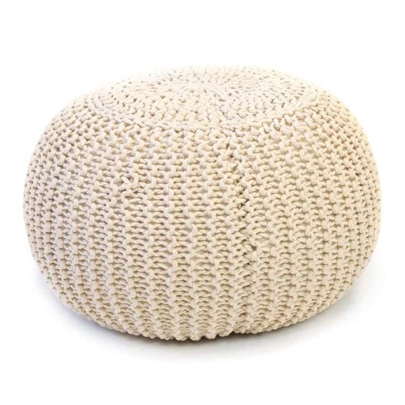 Puff redondo trenzado color beige crochet Puff redondo trenzado color beige crochet